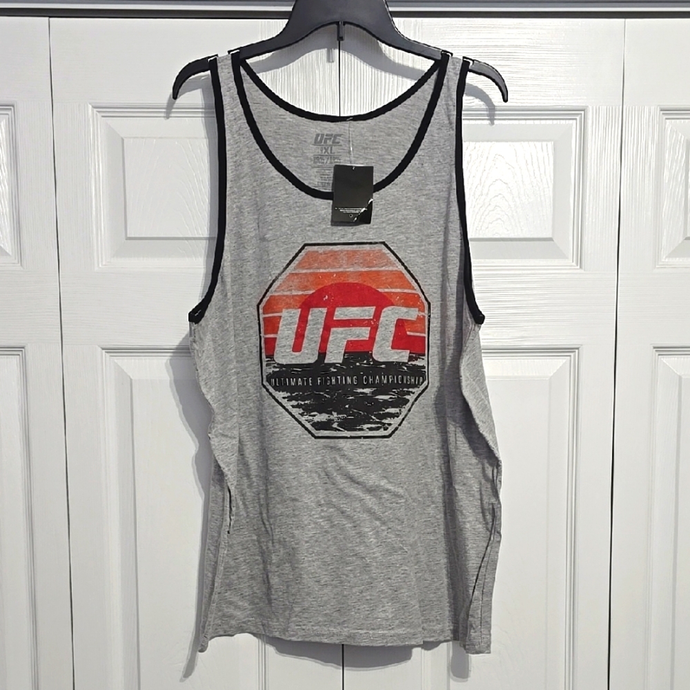 🆕️ UFC Gray Tank Top Red Logo